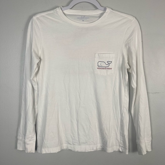 Vineyard Vines Happy Holidays Kids long sleeve white shirt size mediumm - Picture 1 of 3
